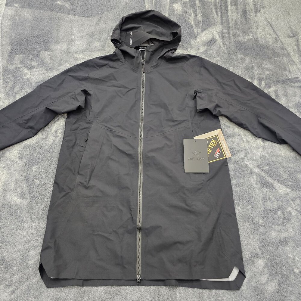 Arc'teryx Salal hooded long Jacket Womens Large black Gore-tex waterproof NEW
